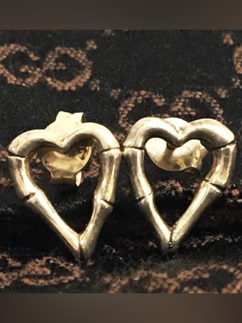RARE Gucci 925 Silver Bamboo Heart Earrings - Picture 2 of 8